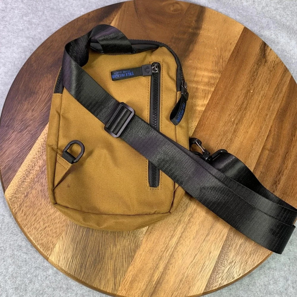 True‎ Religion Brand Jeans Crossbody Bag One Size Brown Sling Canvas Logo